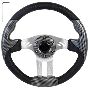 Golf Cart Steering Wheel Fit Golf Carts Ezgo Txt & Rxv Marathon Club Car Ds Precedent Onward Tempo Yamaha Drive Universal Cool Racing Golf Steering Wheel(Silver)