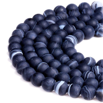 Pltbeads Natural Gemstone Loose Beads Smooth Round Approxi 15 Inch Diy Bracelet Necklace For Jewelry Making (6Mm, Matte Black Stripe Agate)