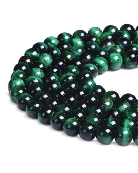 Pltbeads Natural Gemstone Loose Beads Smooth Round Approxi 15 Inch Diy Bracelet Necklace For Jewelry Making (6Mm, Green Tiger Eye)