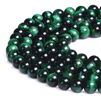 Pltbeads Natural Gemstone Loose Beads Smooth Round Approxi 15 Inch Diy Bracelet Necklace For Jewelry Making (6Mm, Green Tiger Eye)