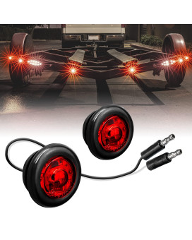 2Pc 34 Round Red Trailer Led Marker Light Dot Fmvss 108] Sae P2Pc] Semi-Spherical Output] Ip67 Waterproof] Bullet Style] Round Clearance Marker Lights For Trailer Truck