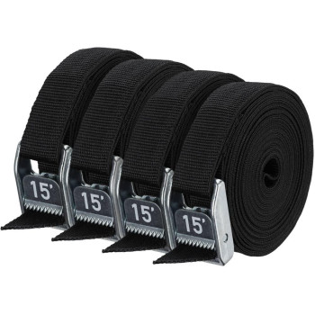 NRS 1" Heavy Duty Tie Down Strap 4 Pack-StealthBlack-15ft