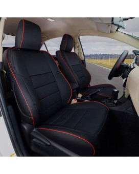 Ekr Custom Fit Rav4 Car Seat Covers For Select Toyota Rav4 Hybrid 2015 2016 2017 2018 - Full Set, Leather (Black With Red Trim)