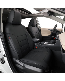 Ekr Custom Fit Rav4 Car Seat Covers For Select Toyota Rav4 Hybrid 2015 2016 2017 2018 - Full Set, Leather (Black)
