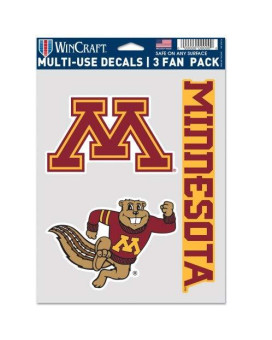 Wincraft Ncaa Minnesota Golden Gophers Decal Multi Use Fan 3 Pack Team Colors One Size