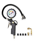 Uraqt Tire Pressure Gauge With Inflator, 220 Psi Air Pressure Gauge For Tires Air Compressor Tire Inflator Attachment Quick Connect Coupler With Valve Core Tool Compressor Accessories