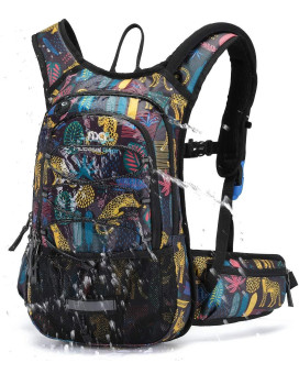 Insulated Hydration Backpack Pack With 2L Bpa Free Bladder - Keeps Liquid Cool Up To 4 Hours - For Running, Hiking, Cycling, Camping (Leopard)