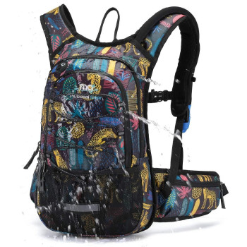 Insulated Hydration Backpack Pack With 2L Bpa Free Bladder - Keeps Liquid Cool Up To 4 Hours - For Running, Hiking, Cycling, Camping (Leopard)