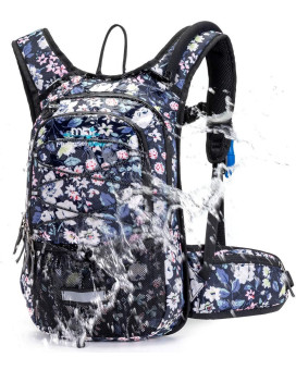 Insulated Hydration Backpack Pack With 2L Bpa Free Bladder - Keeps Liquid Cool Up To 4 Hours - For Running, Hiking, Cycling, Camping (Flower)