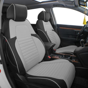 Ekr Custom Fit Crv Seat Covers For Select Honda Crv 2012 2013 2014 -Full Set, Leather (Blackgray)
