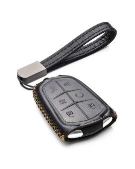 Vitodeco Genuine Leather Smart Key Fob Case Compatible For Cadillac Xt4, Cadillac Xt5, Cadillac Xt6 2019 - 2023 (6-Button, Black)