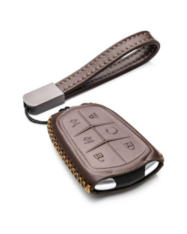 Vitodeco Genuine Leather Smart Key Fob Case Compatible For Cadillac Xt4, Cadillac Xt5, Cadillac Xt6 2019 - 2023 (6-Button, Brown)