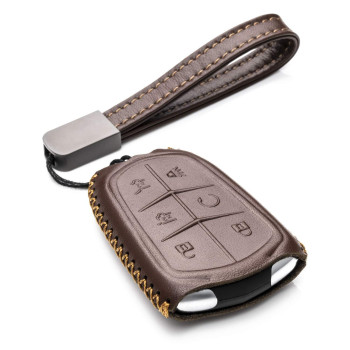 Vitodeco Genuine Leather Smart Key Fob Case Compatible For Cadillac Xt4, Cadillac Xt5, Cadillac Xt6 2019 - 2023 (6-Button, Brown)