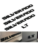 3D Raised And Strong Adhesive Decals Letters Badge Emblem Nameplate Compatible For Silverado Lt 1500 2500Hd 3500Hd - Gloss Black