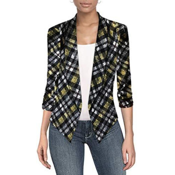 Womens Casual Work Office Open Front Blazer Jacket With Removable Shoulder Pads Jk1133 462059 Musmul L