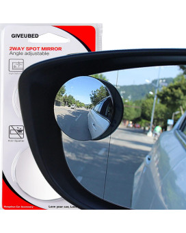 Blind Spot Car Mirror, 2 Round Wide Angle Adjustable Blind Spot Mirror, Hd Glass Convex Rear View Mirror, Round Shape Blind Spot Mirror For Vehicle Automotive Trucks Suv, 2Pcs