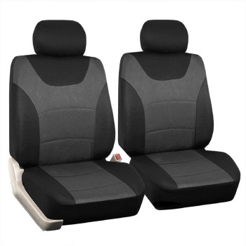 Car Front Seat Covers, 2 Pcs Universal Fit Seat Covers For Sedan, Truck, Suv 1 Pair Of Cloth Bucket Seat Covers , Black Gray