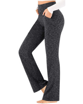 Ewedoos Bootcut Yoga Pants For Women High Waisted Yoga Pants With Pockets For Women Bootleg Work Pants Workout Pants Charcoal