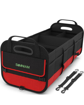Simniam Car Trunk Organizer Large 95L, Foldable, Non-Slip, Car Storage Organizer Made Of Thick Material, Apply To Organizing The Trunk Outdoor Travel Shopping Camping - Red