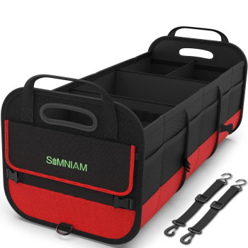 Simniam Car Trunk Organizer Large 95L, Foldable, Non-Slip, Car Storage Organizer Made Of Thick Material, Apply To Organizing The Trunk Outdoor Travel Shopping Camping - Red