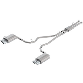 Borla 140821 Atak Cat-Back Exhaust System 2.25 In. Pipe 4 In. Tip Dual Round Rolled Angle Cut Truck Dual Split Rear Exit Atak Cat-Back Exhaust System