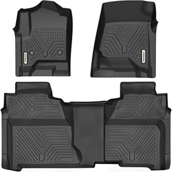Yitamotor Floor Mats Compatible With 2014-2018 Chevy Silveradogmc Sierra 1500 Crew Cab, 2015-2019 Silveradosierra 2500 Hd3500 Hd Crew Cab, Custom Fit Liners, 1St & 2Nd Row All-Weather Protection