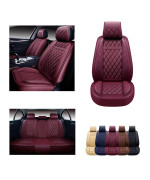 Oasis Auto Car Seat Covers Accessories Full Set Premium Nappa Leather Cushion Protector Universal Fit For Most Cars Suv Pick-Up Truck, Automotive Vehicle Auto Interior Dacor (Os-009 Burgundy)