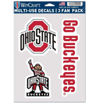 Ncaa Ohio State Buckeyes Decal Multi Use Fan 3 Pack Team Colors One Size