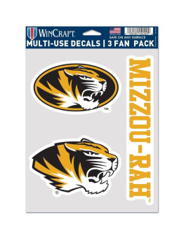 Wincraft Ncaa Missouri Tigers Decal Multi Use Fan 3 Pack Team Colors One Size