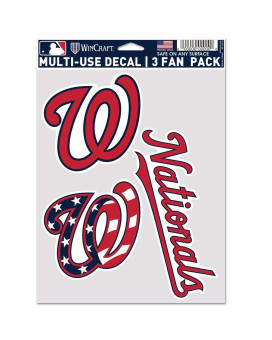 Wincraft Mlb Washington Nationals Decal Multi Use Fan 3 Pack Team Colors One Size