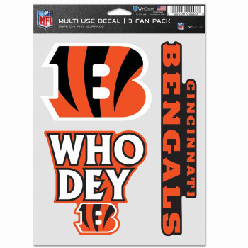 Nfl Cincinnati Bengals Decal Multi Use Fan 3 Pack Team Colors One Size