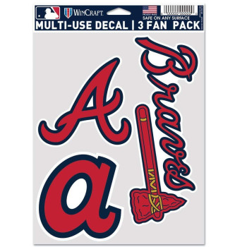 Wincraft Mlb Atlanta Braves Decal Multi Use Fan 3 Pack Team Colors One Size