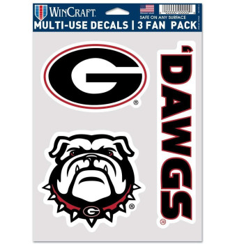 Wincraft Ncaa Georgia Bulldogs Decal Multi Use Fan 3 Pack Team Colors One Size