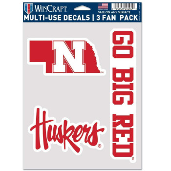 Wincraft Ncaa Nebraska Cornhuskers Decal Multi Use Fan 3 Pack Team Colors One Size