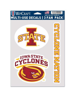 Wincraft Ncaa Iowa State Cyclones Decal Multi Use Fan 3 Pack Team Colors One Size