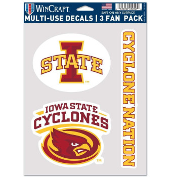 Wincraft Ncaa Iowa State Cyclones Decal Multi Use Fan 3 Pack Team Colors One Size