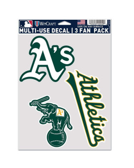 Wincraft Mlb Oakland Athletics Decal Multi Use Fan 3 Pack Team Colors One Size