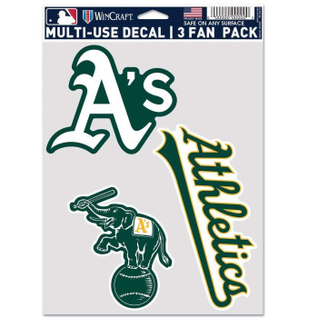 Wincraft Mlb Oakland Athletics Decal Multi Use Fan 3 Pack Team Colors One Size