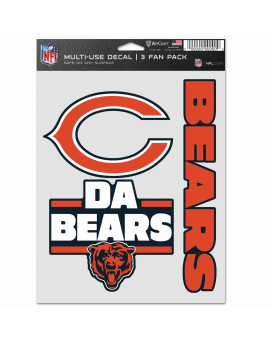 Wincraft Nfl Chicago Bears Decal Multi Use Fan 3 Pack Team Colors One Size