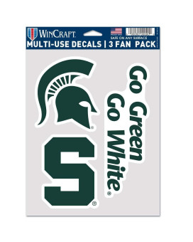 Wincraft Ncaa Michigan State Spartans Decal Multi Use Fan 3 Pack Team Colors One Size