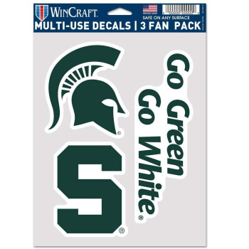 Wincraft Ncaa Michigan State Spartans Decal Multi Use Fan 3 Pack Team Colors One Size