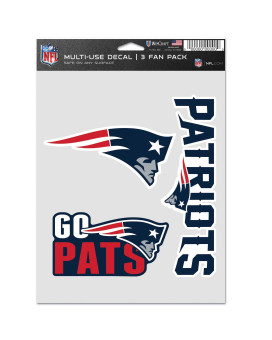 Nfl New England Patriots Decal Multi Use Fan 3 Pack Team Colors One Size