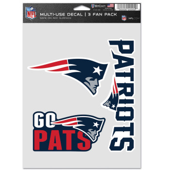 Nfl New England Patriots Decal Multi Use Fan 3 Pack Team Colors One Size