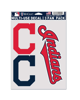 Wincraft Mlb Cleveland Indians Decal Multi Use Fan 3 Pack Team Colors One Size