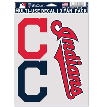 Wincraft Mlb Cleveland Indians Decal Multi Use Fan 3 Pack Team Colors One Size