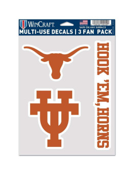 Wincraft Ncaa Texas Longhorns Decal Multi Use Fan 3 Pack Team Colors One Size