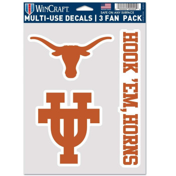 Wincraft Ncaa Texas Longhorns Decal Multi Use Fan 3 Pack Team Colors One Size