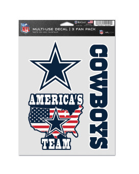 Nfl Dallas Cowboys Decal Multi Use Fan 3 Pack Team Colors One Size