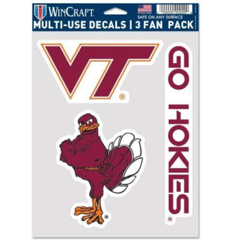 Wincraft Ncaa Virginia Tech Hokies Decal Multi Use Fan 3 Pack Team Colors One Size