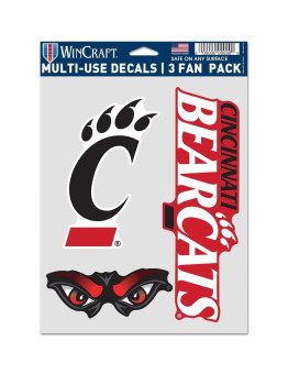 Ncaa Cincinnati Bearcats Decal Multi Use Fan 3 Pack Team Colors One Size